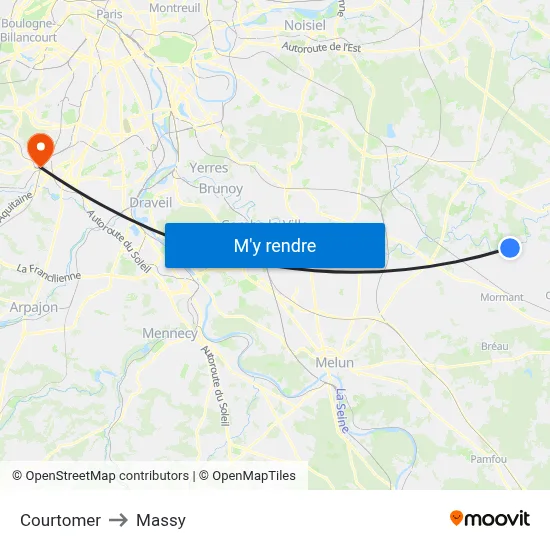 Courtomer to Massy map