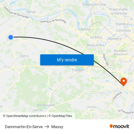 Dammartin-En-Serve to Massy map