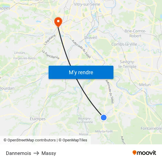 Dannemois to Massy map