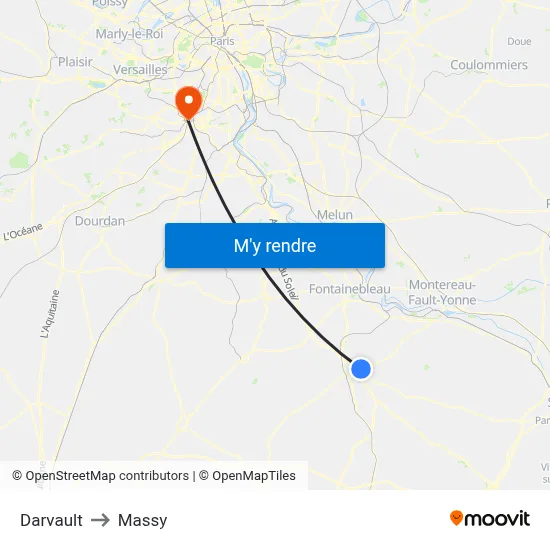 Darvault to Massy map