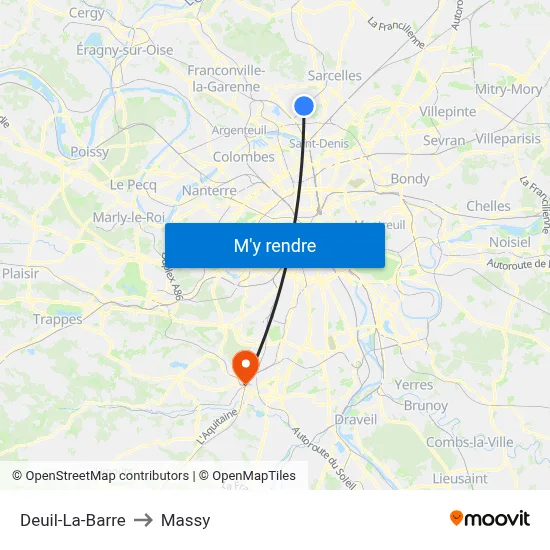 Deuil-La-Barre to Massy map