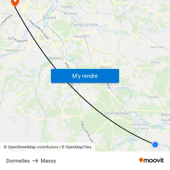 Dormelles to Massy map