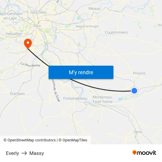 Everly to Massy map