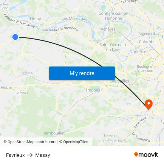 Favrieux to Massy map