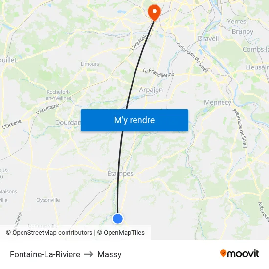 Fontaine-La-Riviere to Massy map