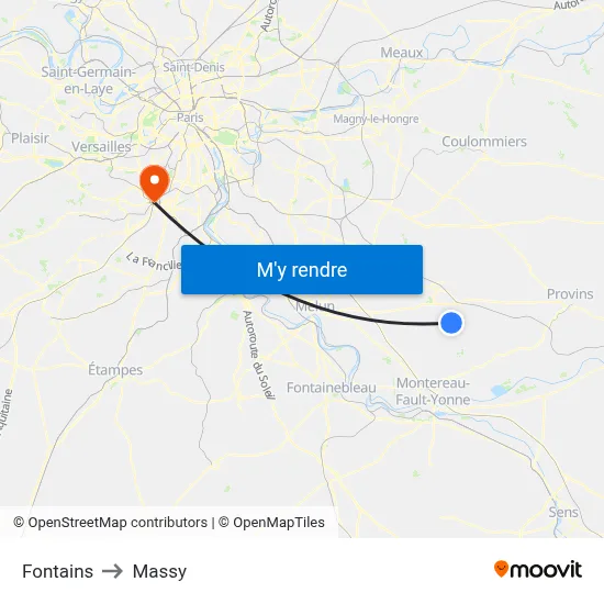 Fontains to Massy map