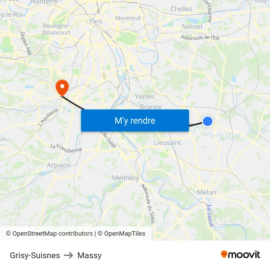 Grisy-Suisnes to Massy map