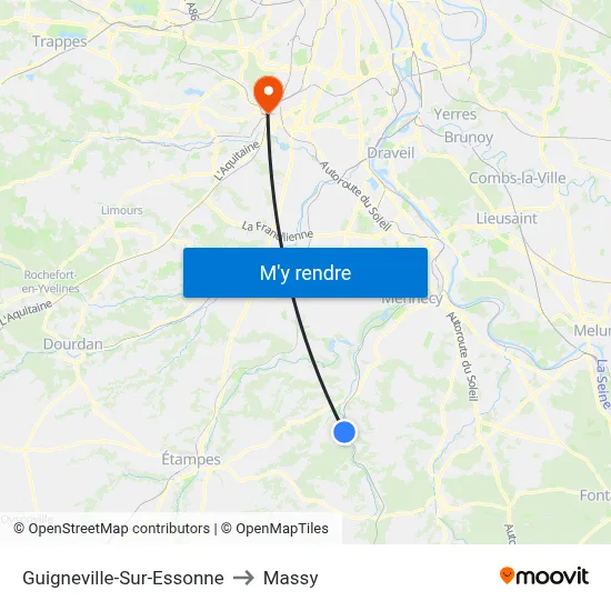 Guigneville-Sur-Essonne to Massy map