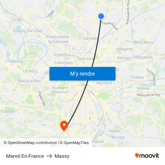 Mareil-En-France to Massy map