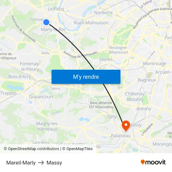 Mareil-Marly to Massy map