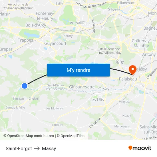 Saint-Forget to Massy map