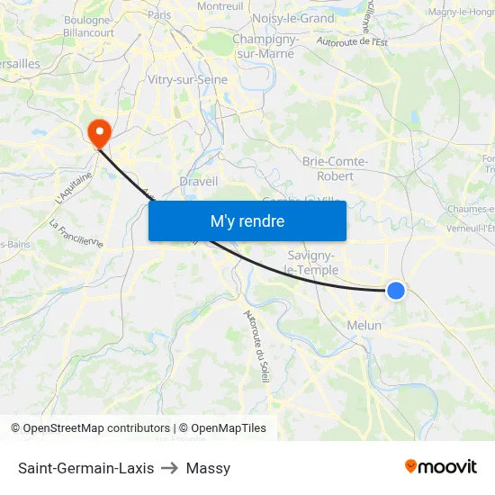 Saint-Germain-Laxis to Massy map