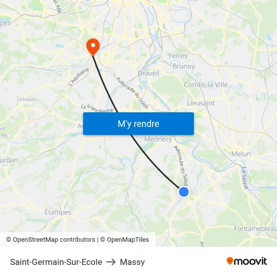 Saint-Germain-Sur-Ecole to Massy map