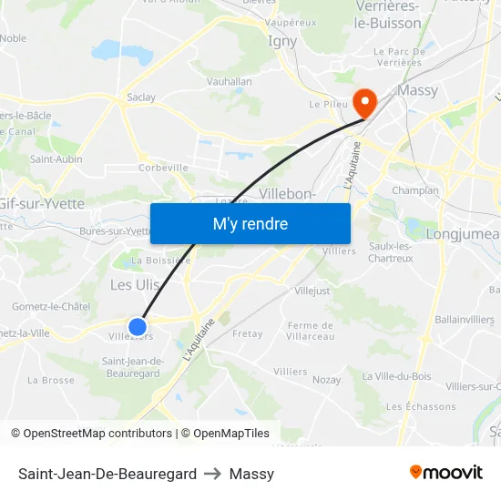 Saint-Jean-De-Beauregard to Massy map