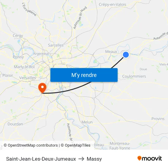 Saint-Jean-Les-Deux-Jumeaux to Massy map