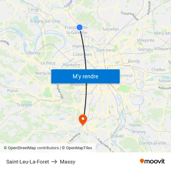Saint-Leu-La-Foret to Massy map
