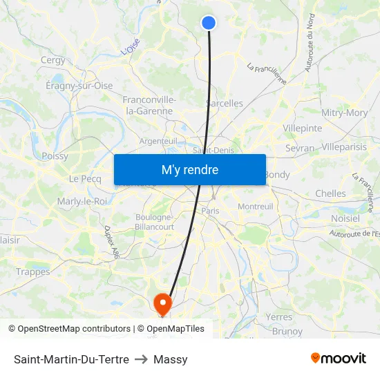 Saint-Martin-Du-Tertre to Massy map