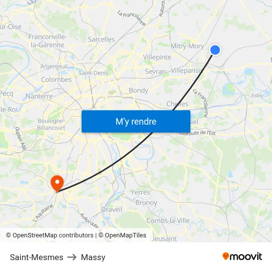 Saint-Mesmes to Massy map