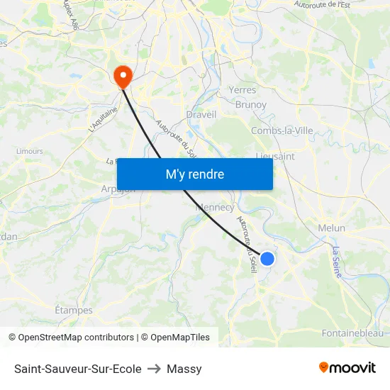 Saint-Sauveur-Sur-Ecole to Massy map