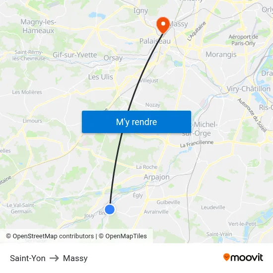 Saint-Yon to Massy map
