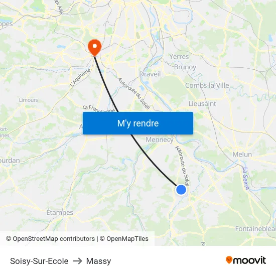 Soisy-Sur-Ecole to Massy map
