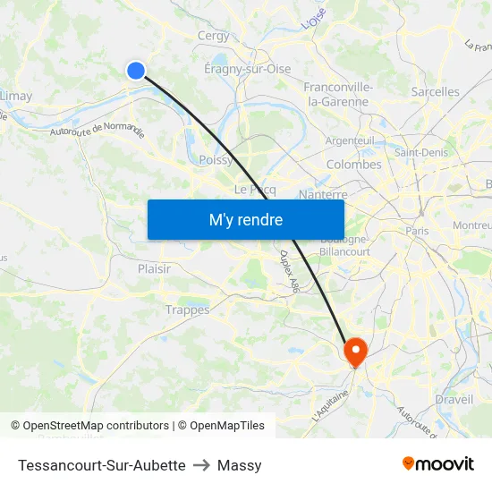 Tessancourt-Sur-Aubette to Massy map