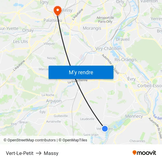 Vert-Le-Petit to Massy map