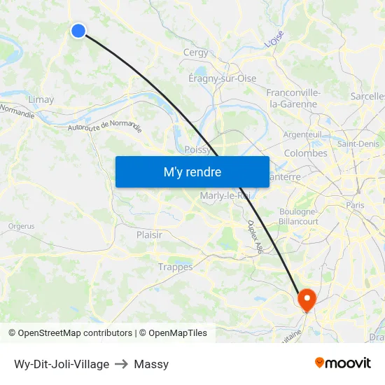 Wy-Dit-Joli-Village to Massy map