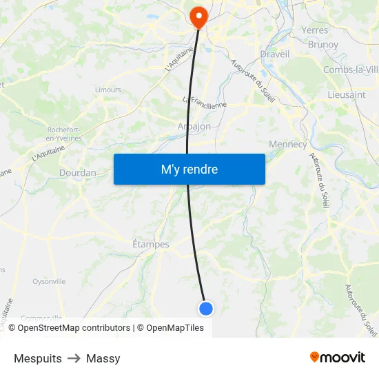 Mespuits to Massy map