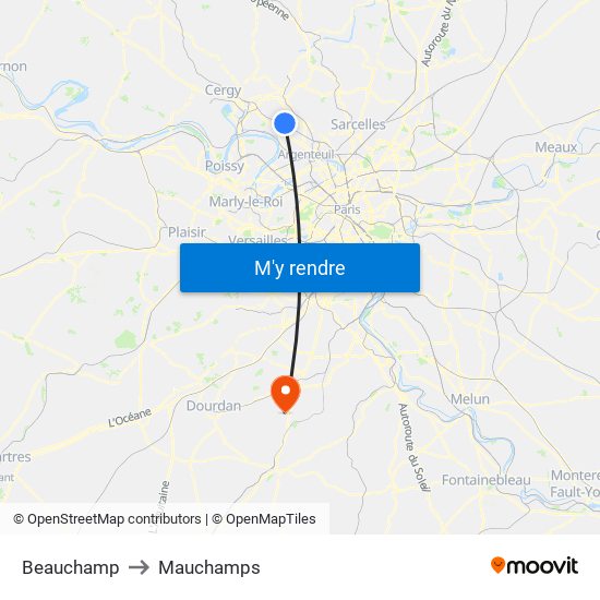 Beauchamp to Mauchamps map