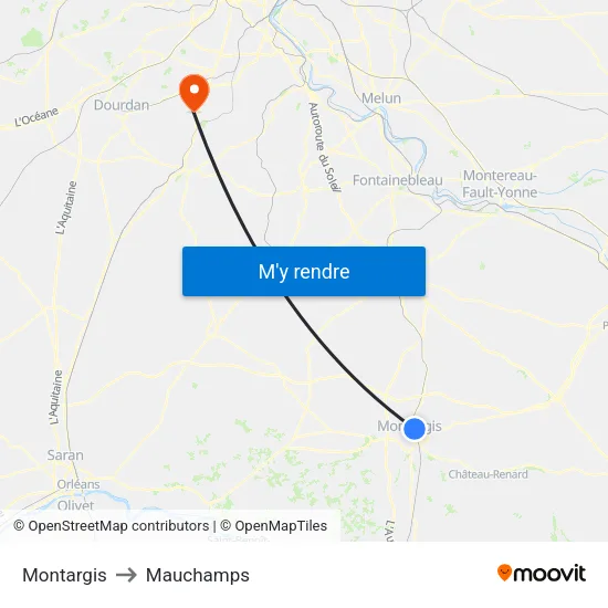 Montargis to Mauchamps map