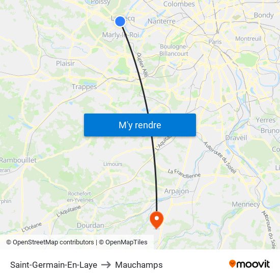 Saint-Germain-En-Laye to Mauchamps map