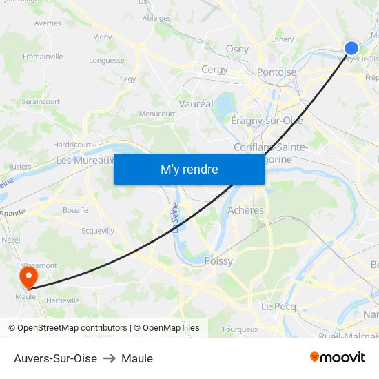 Auvers-Sur-Oise to Maule map