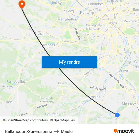 Ballancourt-Sur-Essonne to Maule map
