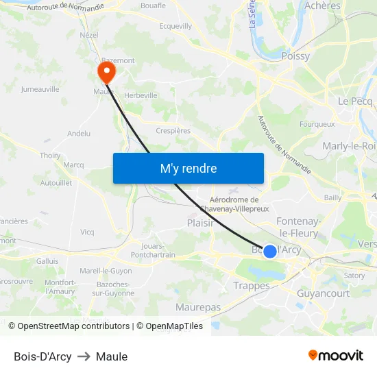 Bois-D'Arcy to Maule map