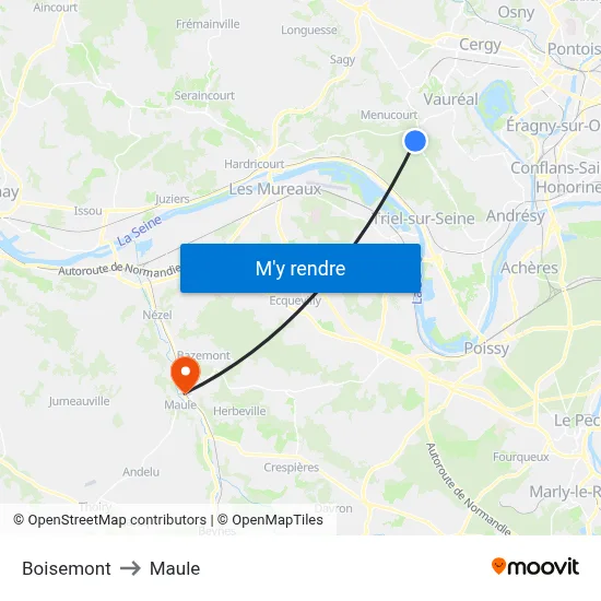 Boisemont to Maule map