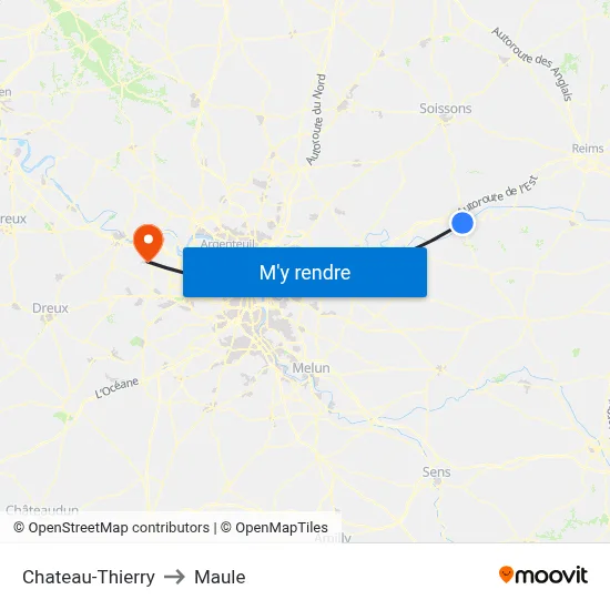 Chateau-Thierry to Maule map