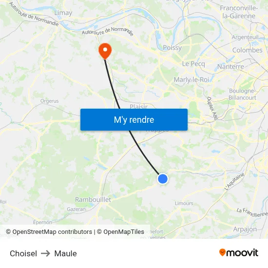 Choisel to Maule map