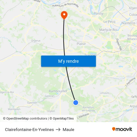 Clairefontaine-En-Yvelines to Maule map