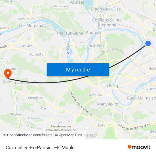 Cormeilles-En-Parisis to Maule map