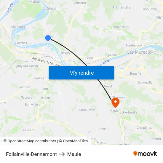Follainville-Dennemont to Maule map