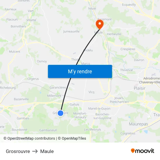 Grosrouvre to Maule map