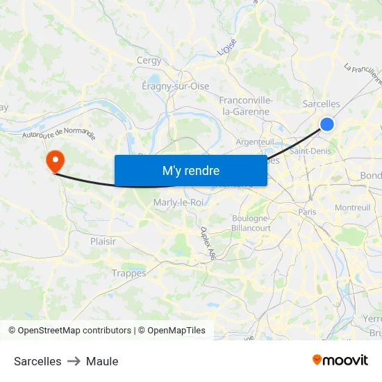 Sarcelles to Maule map