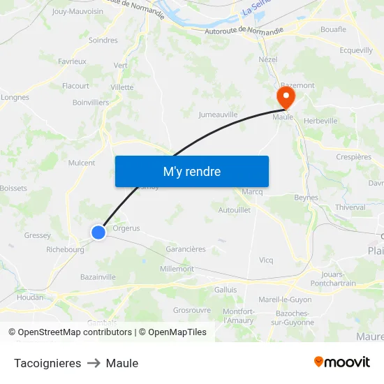 Tacoignieres to Maule map