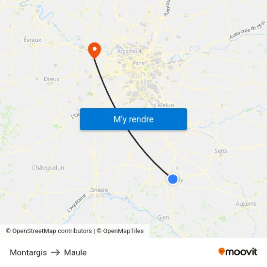 Montargis to Maule map