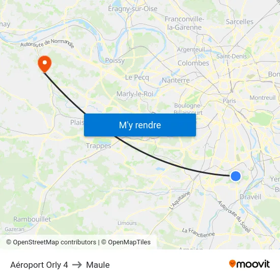 Aéroport Orly 4 to Maule map