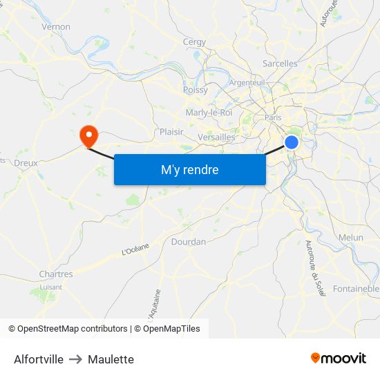 Alfortville to Maulette map