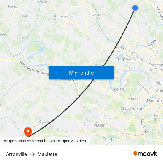 Arronville to Maulette map