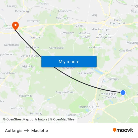 Auffargis to Maulette map