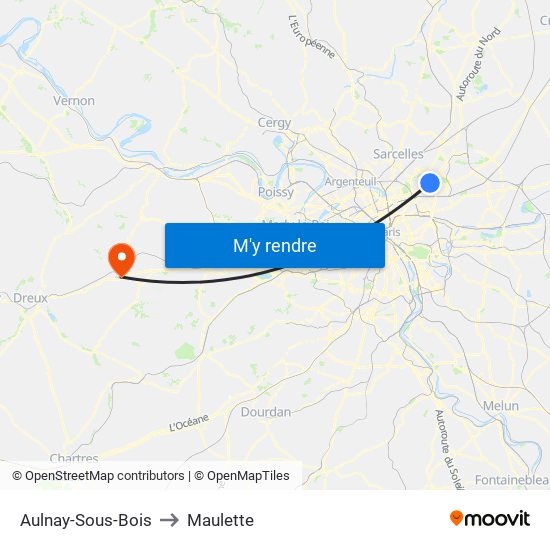 Aulnay-Sous-Bois to Maulette map